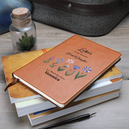 Personalized Leather Journal, Letters to Granddaughter, Vegan Notebook, Gift for Granddaughter, Custom Floral Design, Sentimental Gift