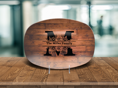 Personalized Family Serving Platter, Custom Monogram Kitchenware, Unbreakable Polymer Dish, Microwave Dishwasher Safe, Elegant Housewarming Gift