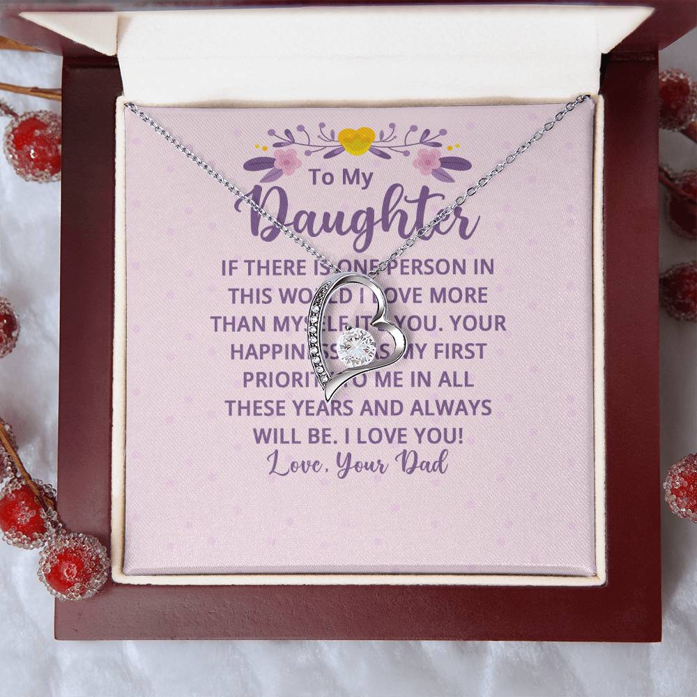 To My Daughter From Dad - If There's a Person I Love More - Forever Love Necklace