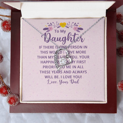 To My Daughter From Dad - If There's a Person I Love More - Forever Love Necklace