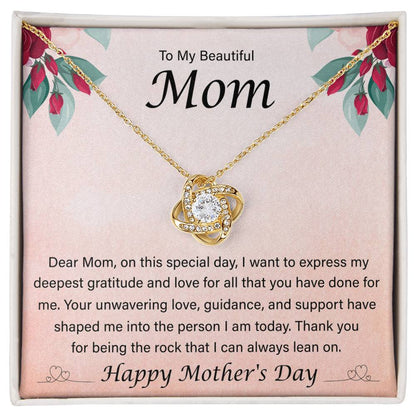 To My Beautiful Mom - Mother's Day - Unbreakable Bond - Love Knot Necklace