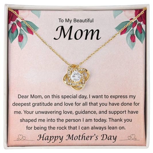 To My Beautiful Mom - Mother's Day - Unbreakable Bond - Love Knot Necklace