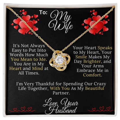 To My Beautiful Wife -How Much You Mean to Me - Love Knot Necklace