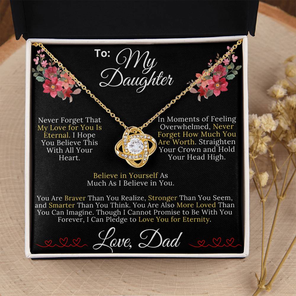 To My Daughter From Dad - My Love for You Is Eternal - Love Knot Necklace