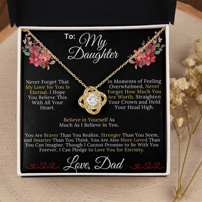 To My Daughter From Dad - My Love for You Is Eternal - Love Knot Necklace