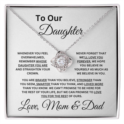 Mom & Dad: To Our Daughter-Never Forget We Love You - Love Knot Necklace