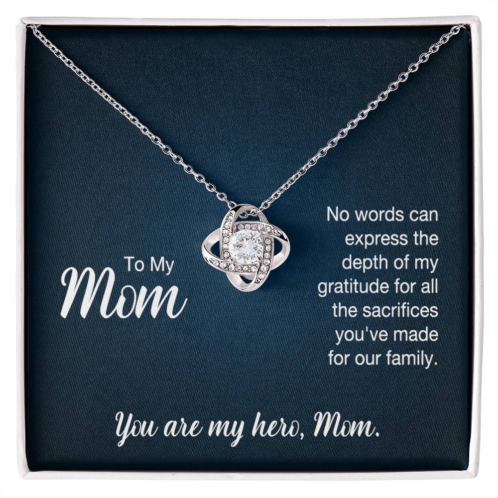 Mom: No Words Can Express - Love Knot Necklace