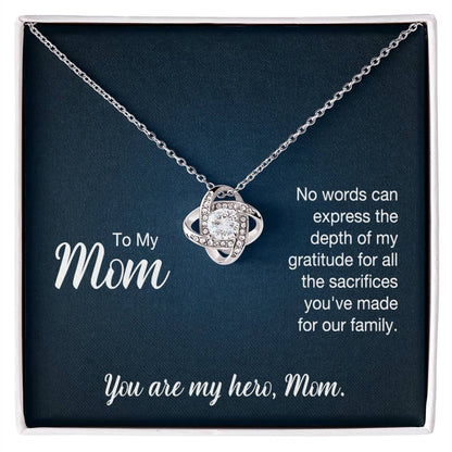 Mom: No Words Can Express - Love Knot Necklace