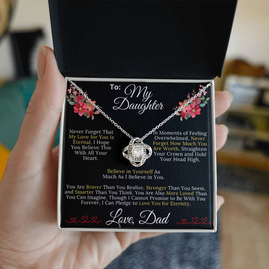 To My Daughter From Dad - My Love for You Is Eternal - Love Knot Necklace