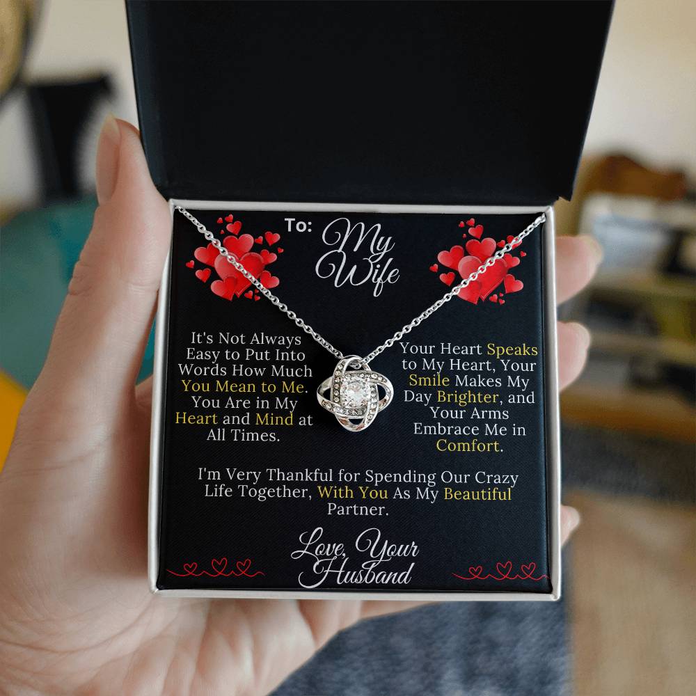 To My Beautiful Wife -How Much You Mean to Me - Love Knot Necklace