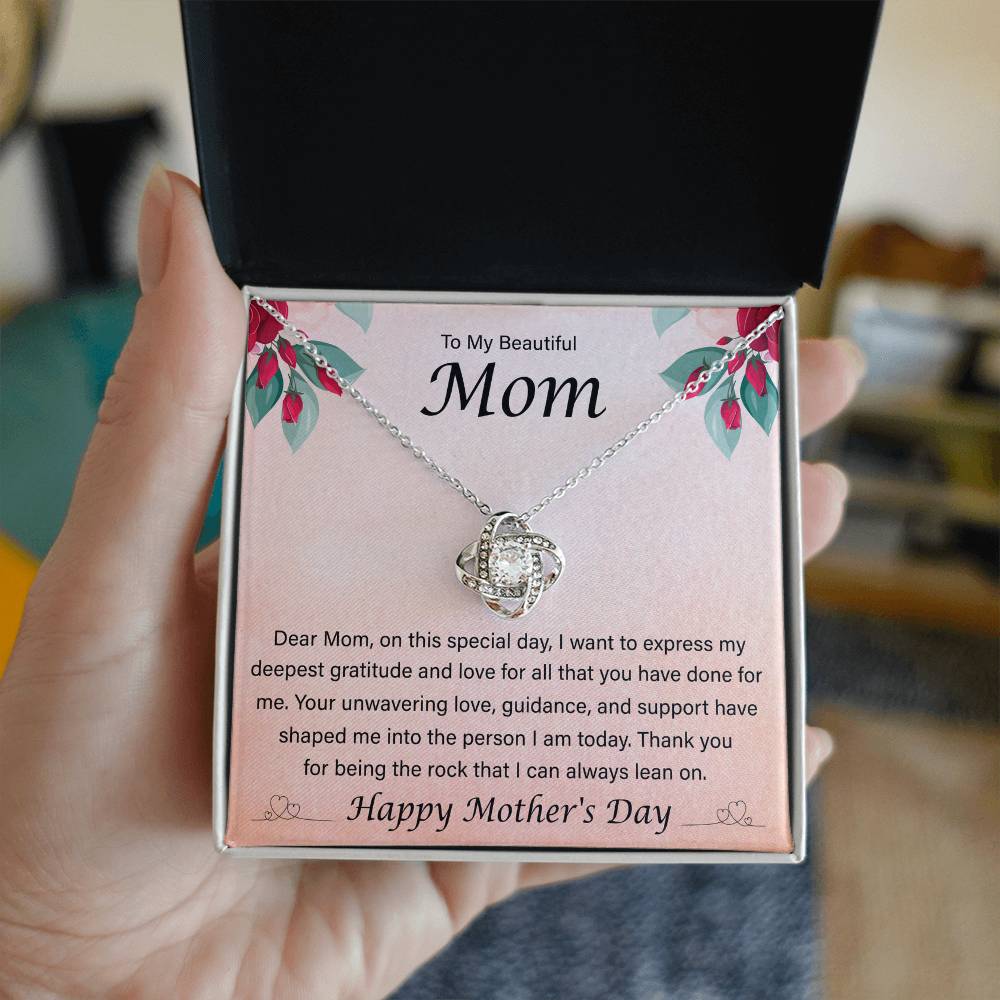 To My Beautiful Mom - Mother's Day - Unbreakable Bond - Love Knot Necklace