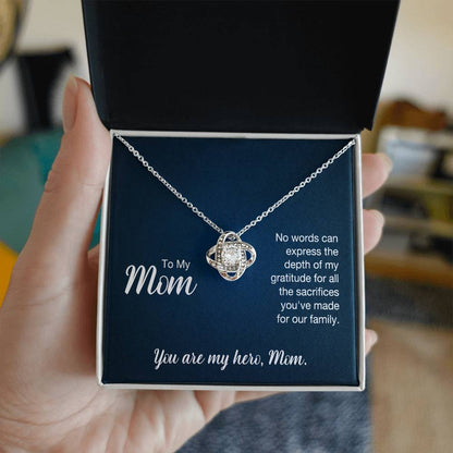 Mom: No Words Can Express - Love Knot Necklace