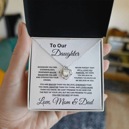 Mom & Dad: To Our Daughter-Never Forget We Love You - Love Knot Necklace