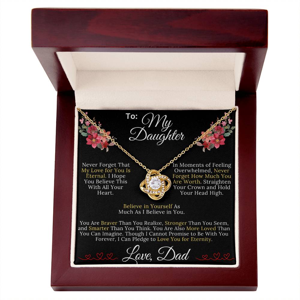 To My Daughter From Dad - My Love for You Is Eternal - Love Knot Necklace