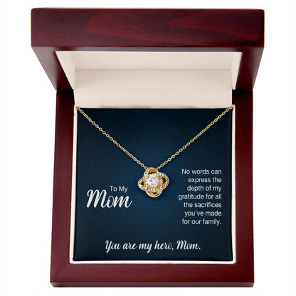 Mom: No Words Can Express - Love Knot Necklace