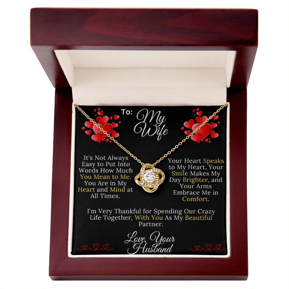 To My Beautiful Wife -How Much You Mean to Me - Love Knot Necklace