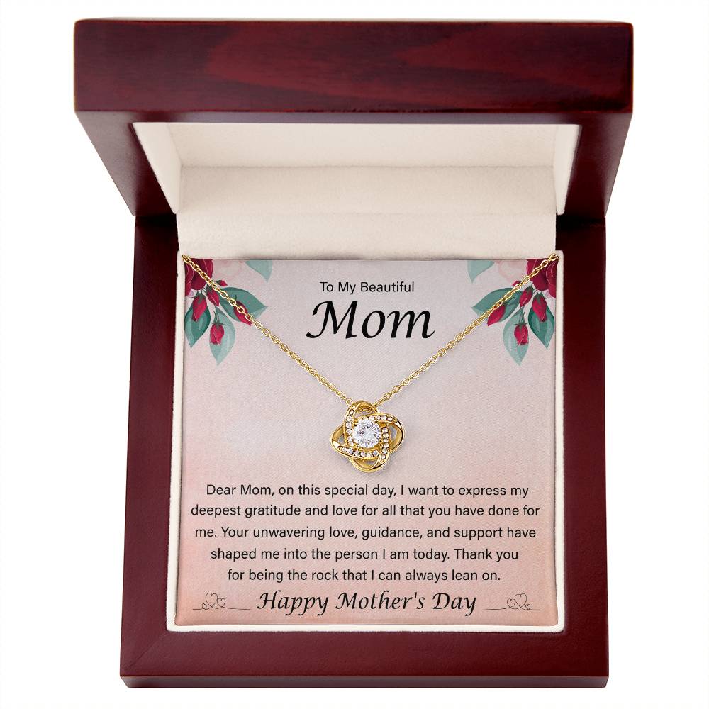 To My Beautiful Mom - Mother's Day - Unbreakable Bond - Love Knot Necklace