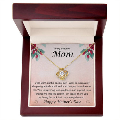 To My Beautiful Mom - Mother's Day - Unbreakable Bond - Love Knot Necklace