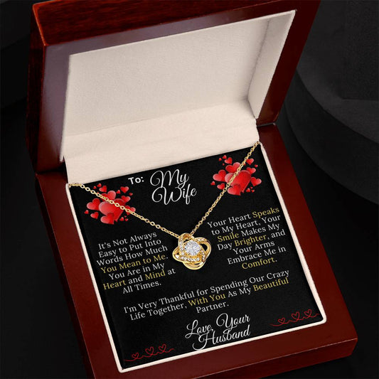 To My Beautiful Wife -How Much You Mean to Me - Love Knot Necklace