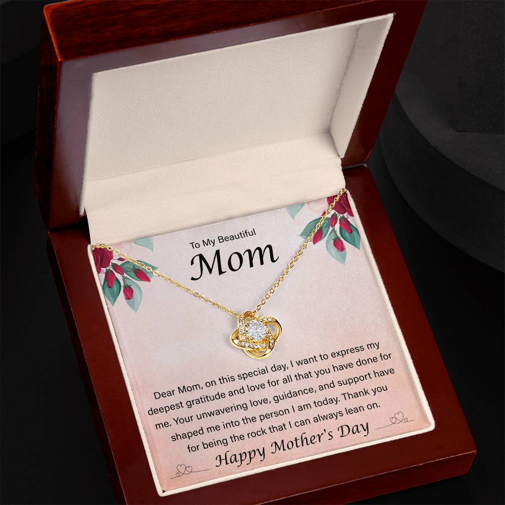 To My Beautiful Mom - Mother's Day - Unbreakable Bond - Love Knot Necklace