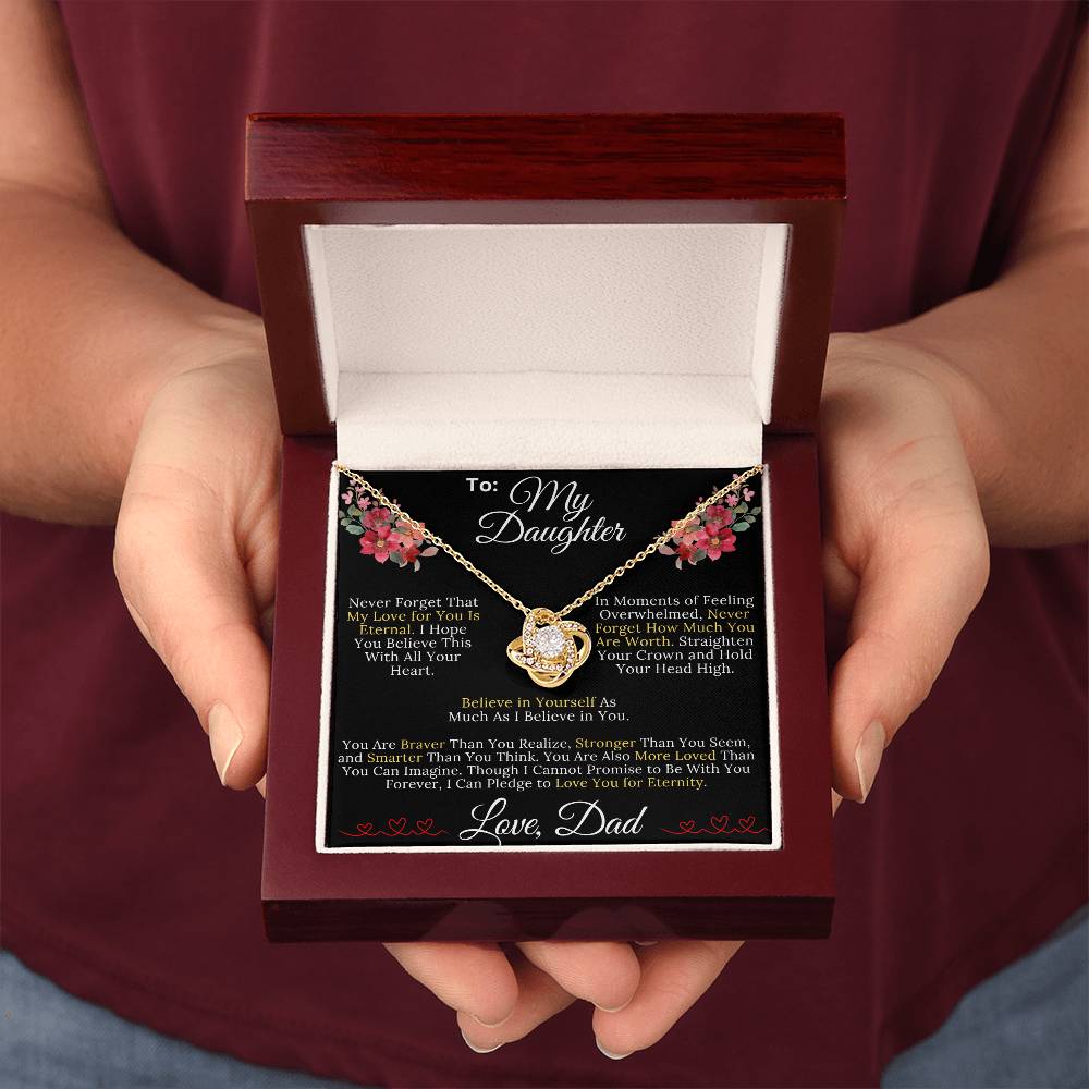 To My Daughter From Dad - My Love for You Is Eternal - Love Knot Necklace
