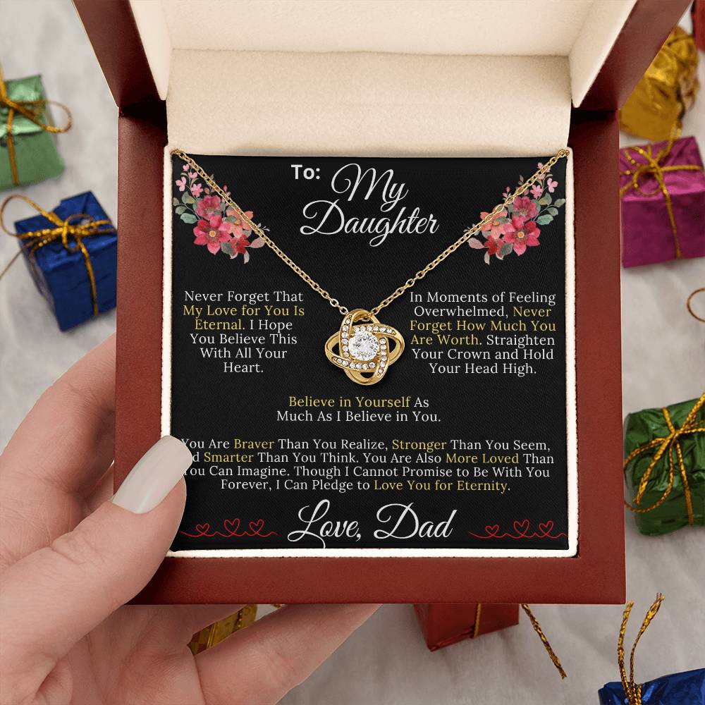 To My Daughter From Dad - My Love for You Is Eternal - Love Knot Necklace