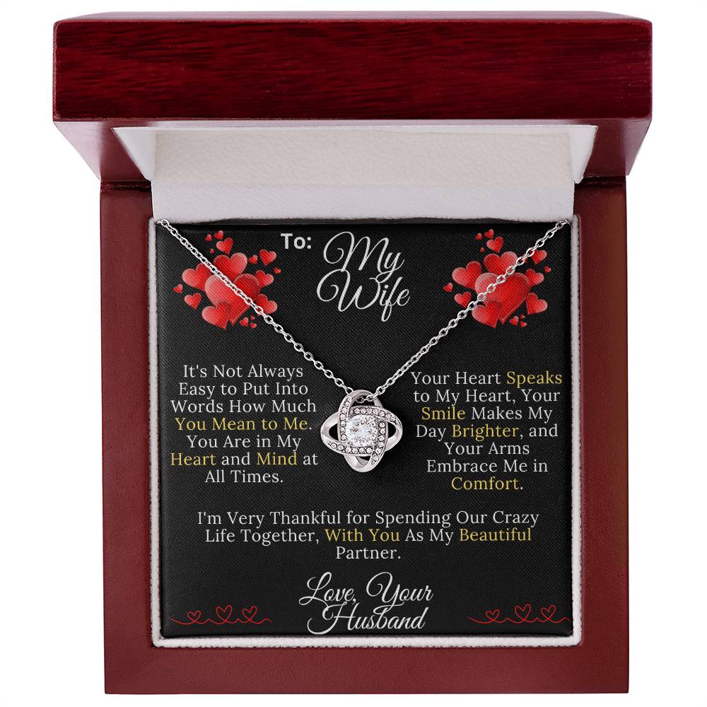To My Beautiful Wife -How Much You Mean to Me - Love Knot Necklace
