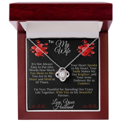 To My Beautiful Wife -How Much You Mean to Me - Love Knot Necklace