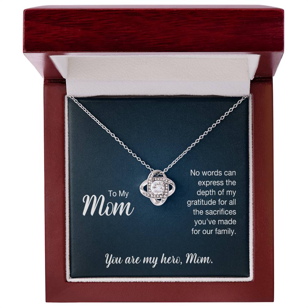 Mom: No Words Can Express - Love Knot Necklace