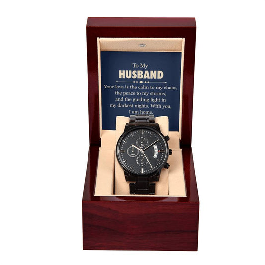 To My Husband - Black Chronograph Watch