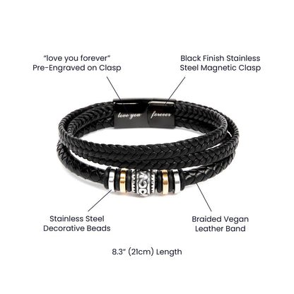 Papa - Lighthouse - Men's Leather Love You Forever Bracelet