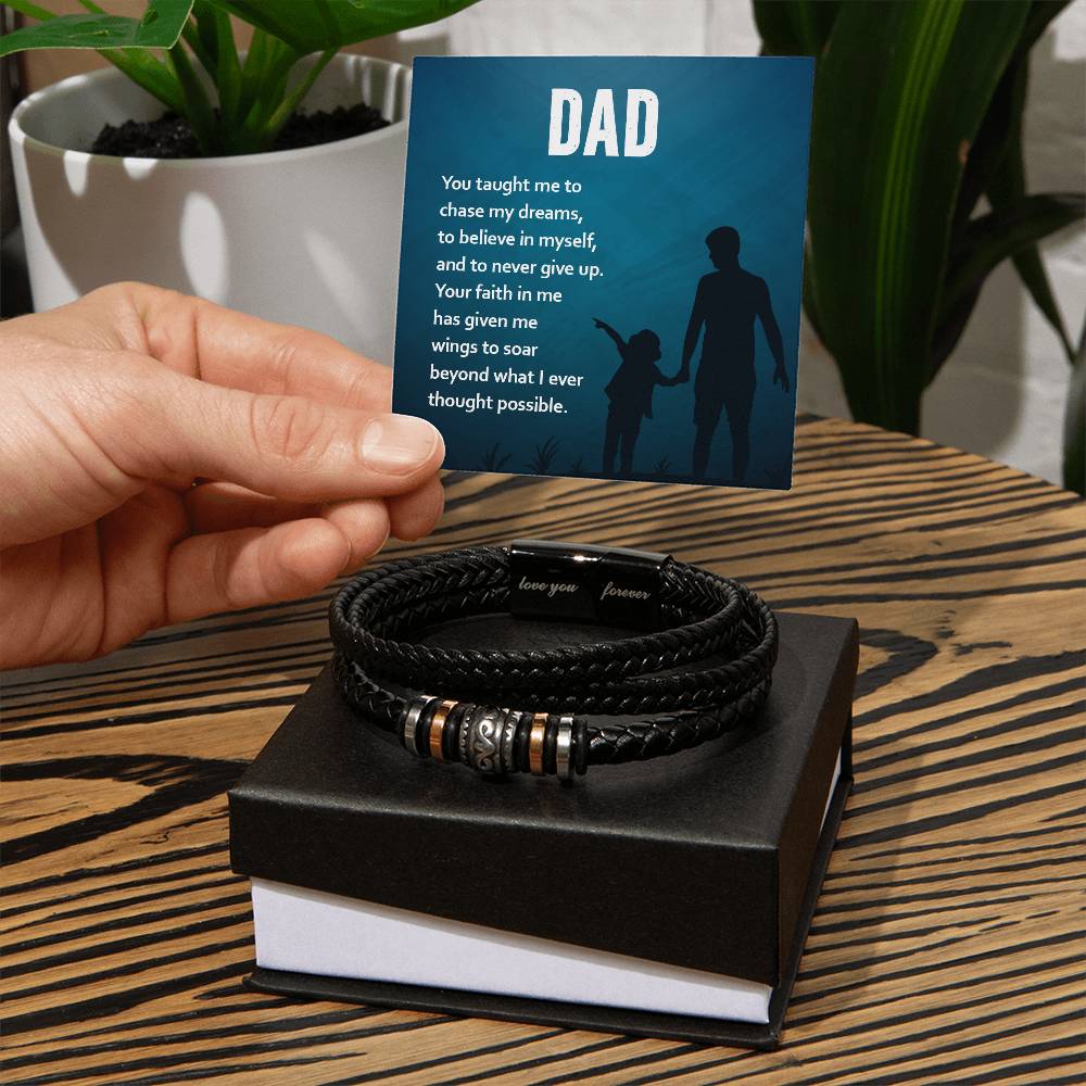 Dad: You Gave Me Wings to Soar - Men's "Love You Forever" Bracelet