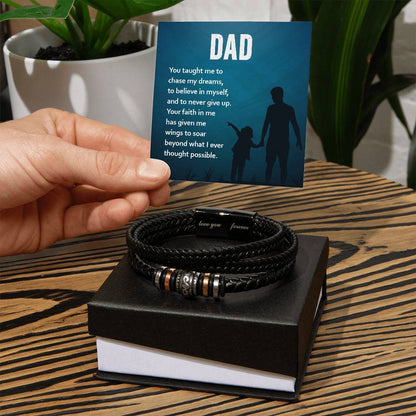 Dad: You Gave Me Wings to Soar - Men's "Love You Forever" Bracelet