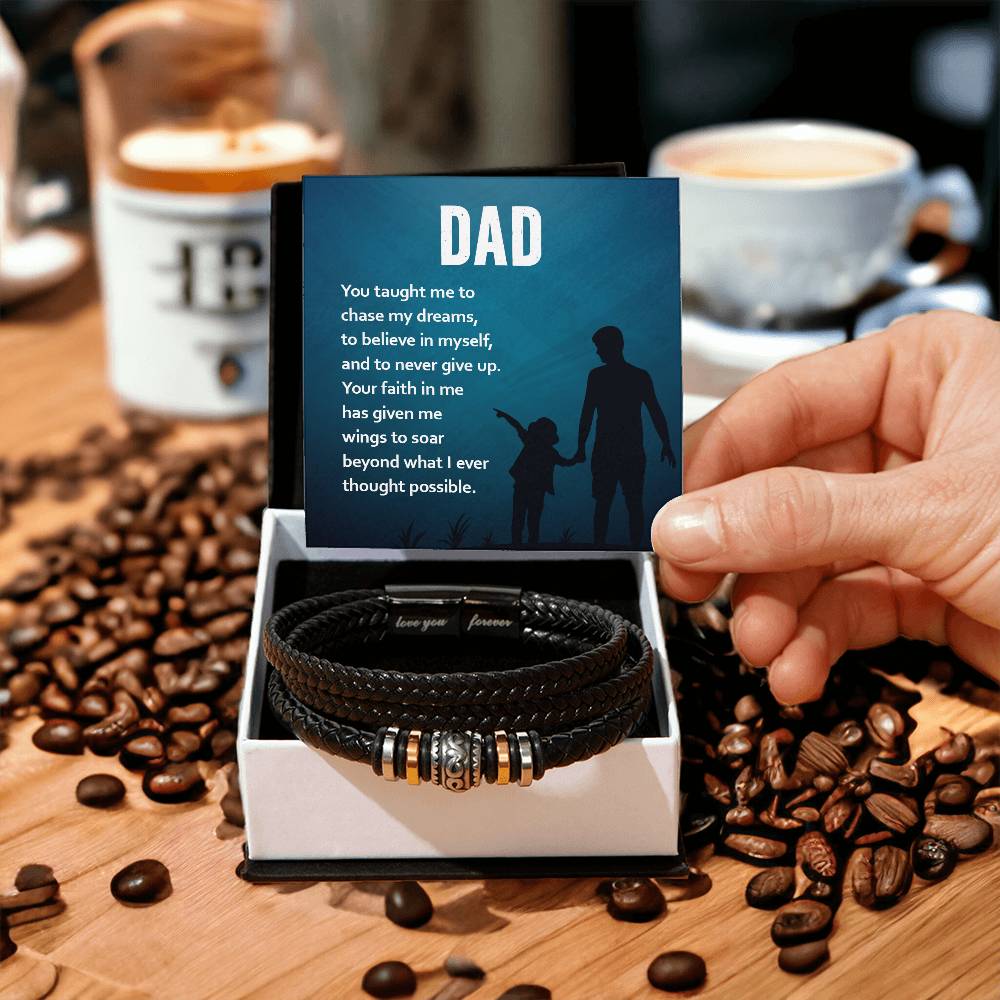 Dad: You Gave Me Wings to Soar - Men's "Love You Forever" Bracelet