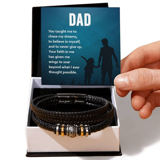 Dad: You Gave Me Wings to Soar - Men's "Love You Forever" Bracelet
