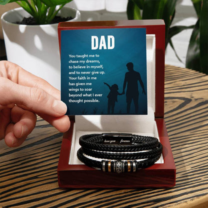 Dad: You Gave Me Wings to Soar - Men's "Love You Forever" Bracelet