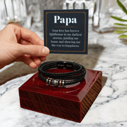 Papa - Lighthouse - Men's Leather Love You Forever Bracelet