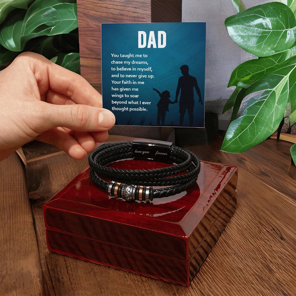 Dad: You Gave Me Wings to Soar - Men's "Love You Forever" Bracelet