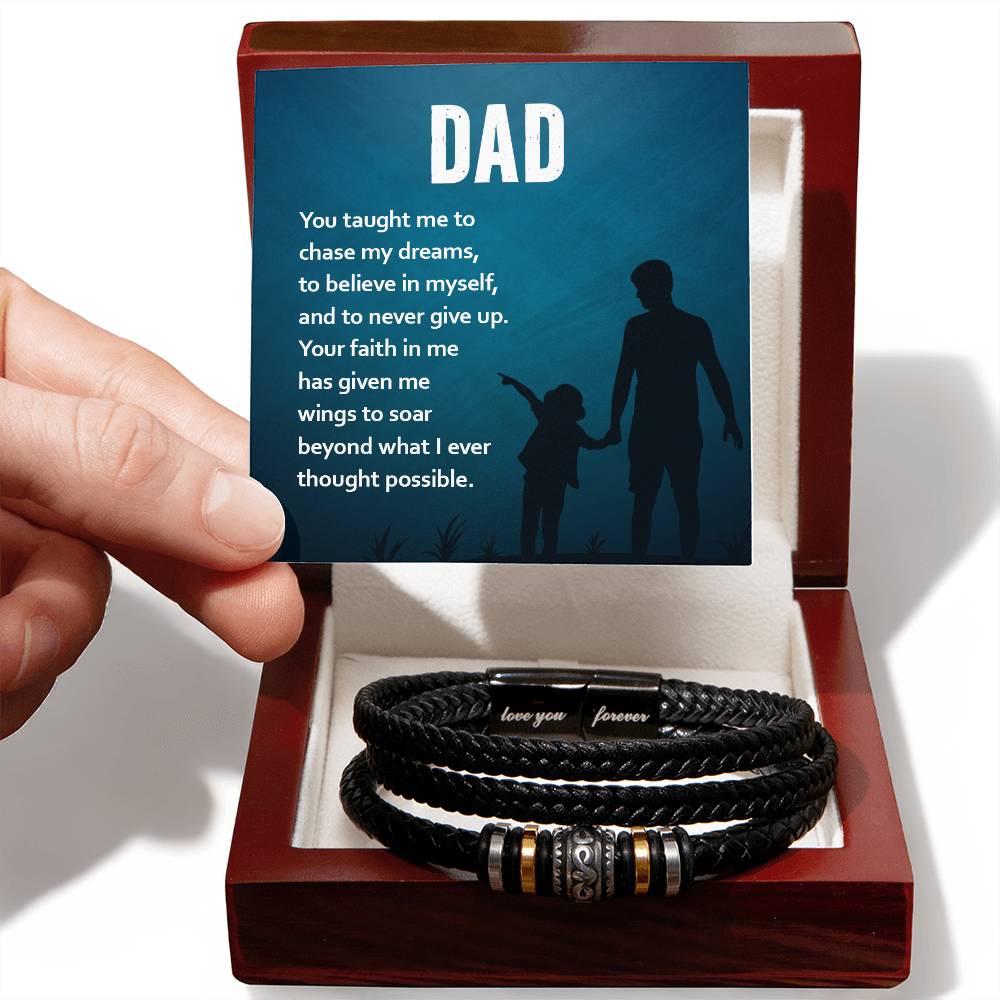Dad: You Gave Me Wings to Soar - Men's "Love You Forever" Bracelet