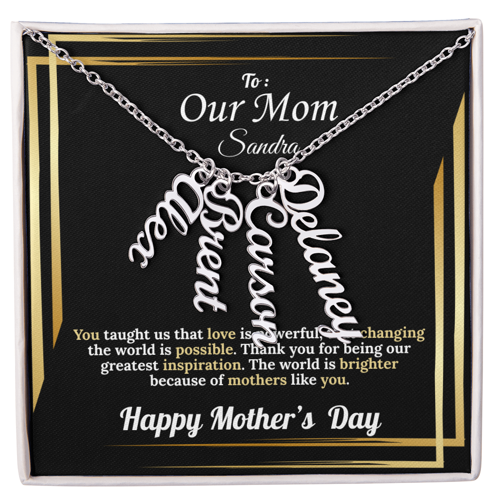 To Our Mom: Vertical Name Necklace for Mother's Day