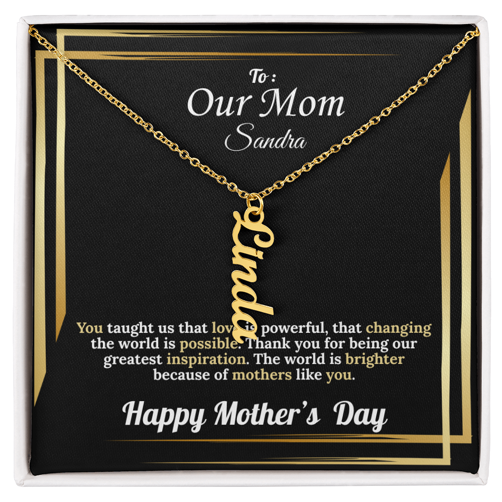 To Our Mom: Vertical Name Necklace for Mother's Day