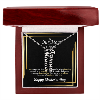 To Our Mom: Vertical Name Necklace for Mother's Day