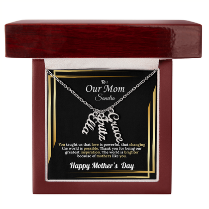To Our Mom: Vertical Name Necklace for Mother's Day