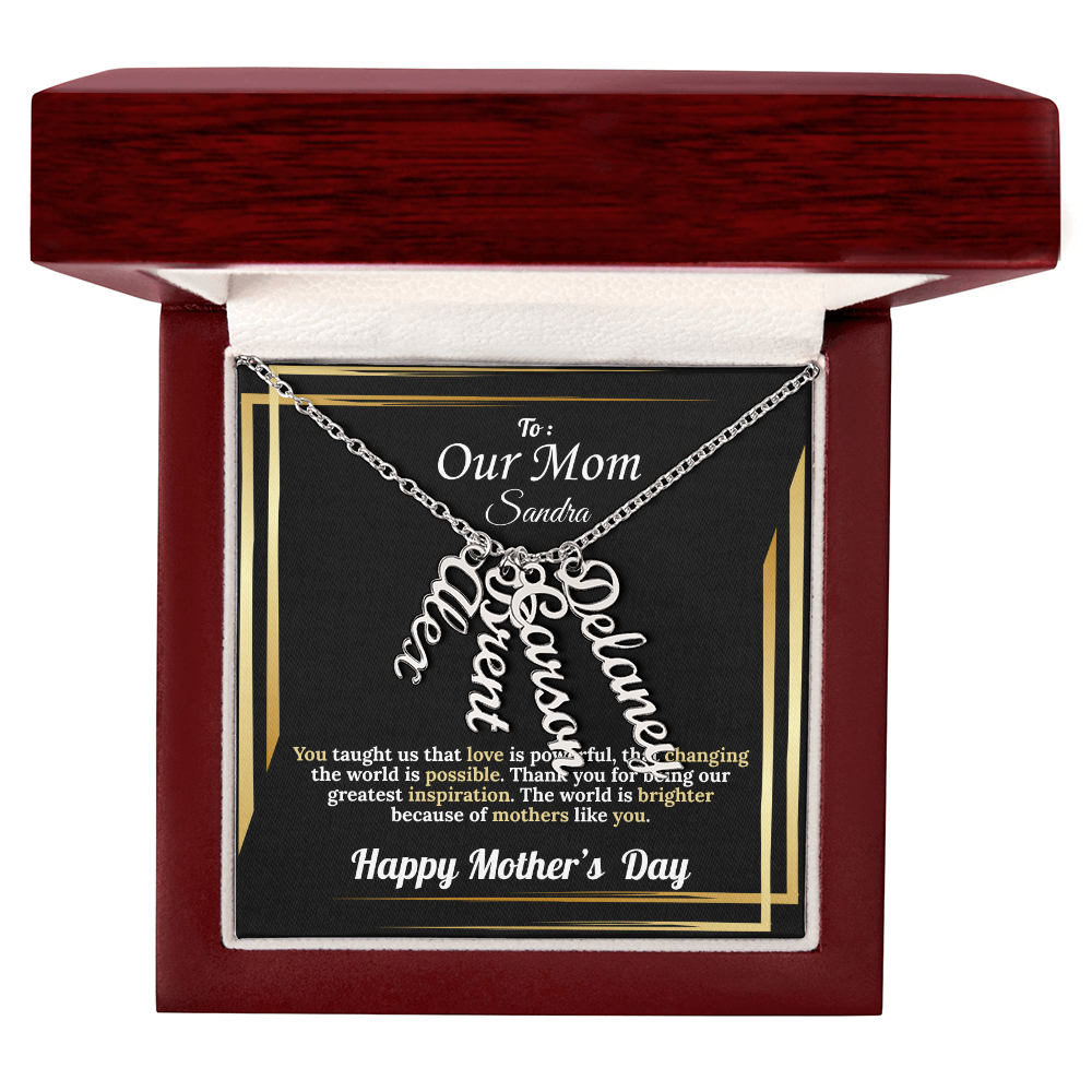 To Our Mom: Vertical Name Necklace for Mother's Day