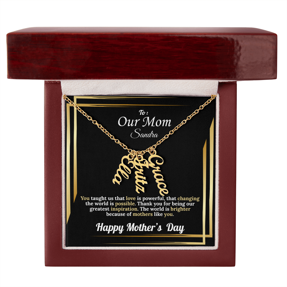 To Our Mom: Vertical Name Necklace for Mother's Day