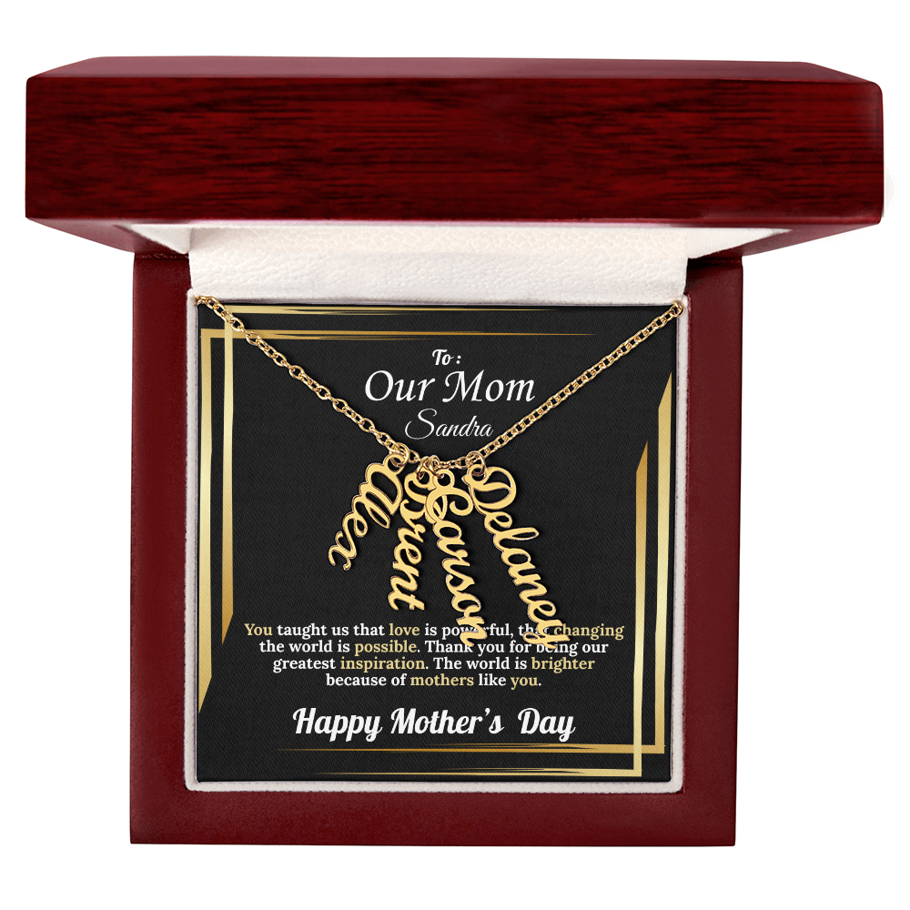 To Our Mom: Vertical Name Necklace for Mother's Day