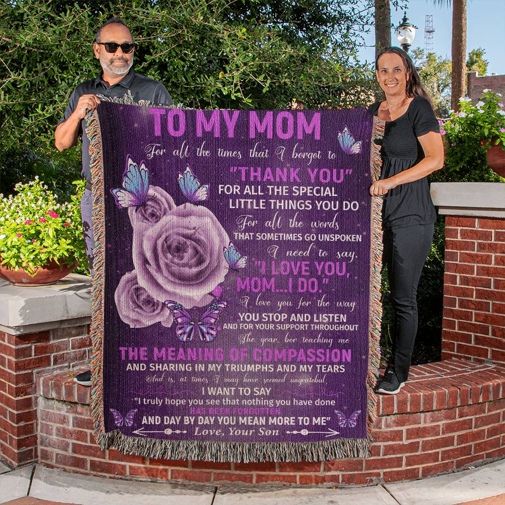 Son to Mother:  Thank You Mom - Heirloom Woven Blanket