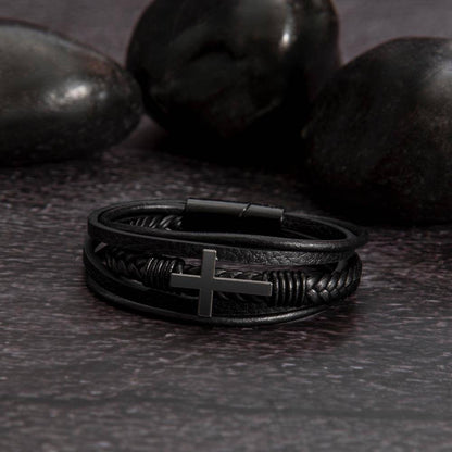 Papa - Lighthouse - Men's Cross Leather Bracelet