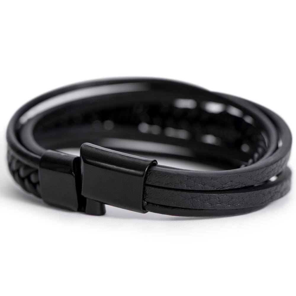 Dad: You're the Anchor - Men's Cross Leather Bracelet