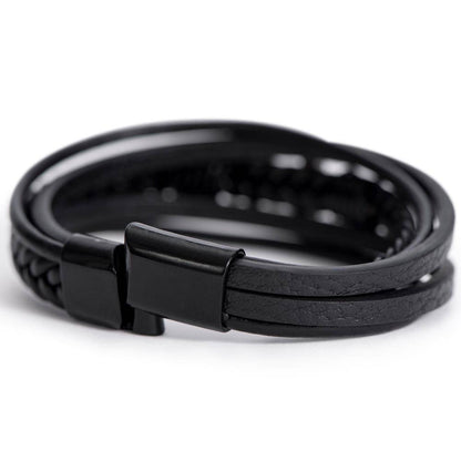 Dad: You're the Anchor - Men's Cross Leather Bracelet
